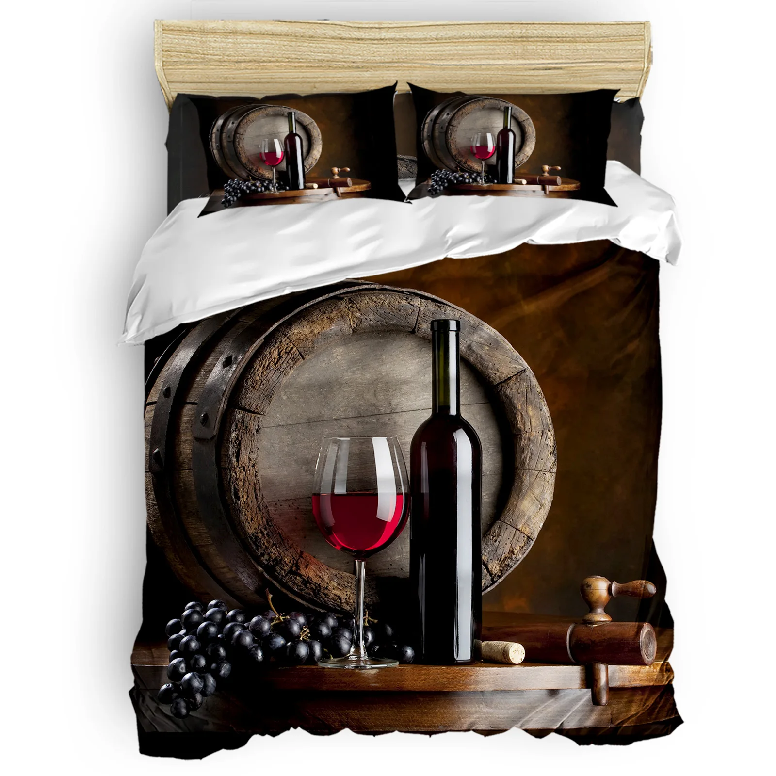 

Red Wine Glass Wine Fruit Comfortable Household Goods Bedroom Bed Luxury Duvet Cover 2/3/4 Pieces