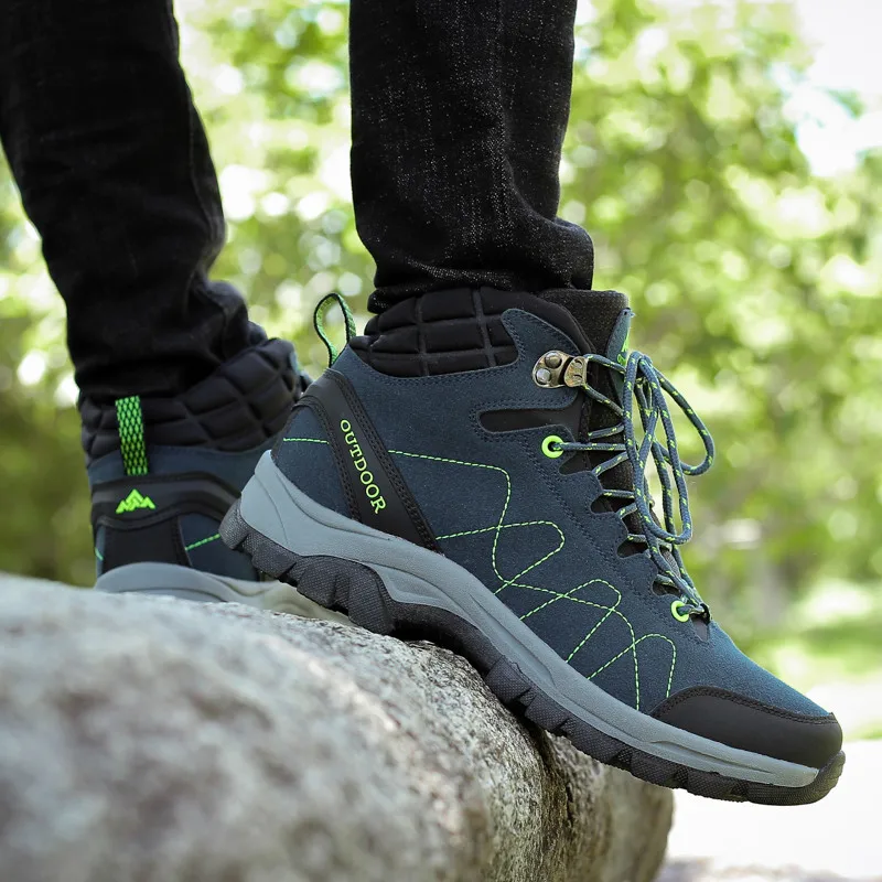 Winter High-top Velvet Outdoor Hiking Shoes Unisex Anti-slip Men's Climbing Boots Fashion Comfortable Warm Men Trekking Sneakers