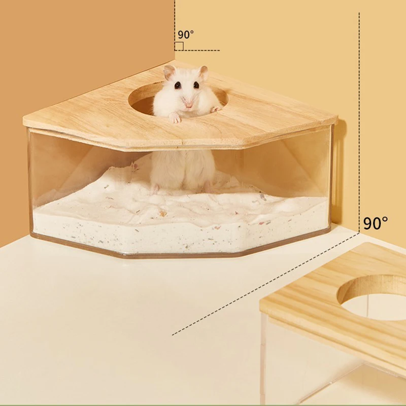 

Acrylic Hamster Bathroom With Cover House Sandbox Full Transparent Urine Sand Basin Golden Bear Supplies Sand Bath Container