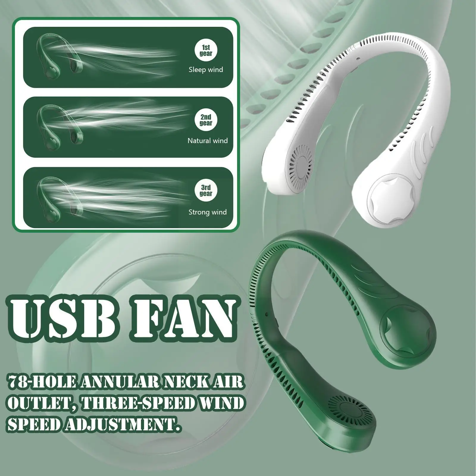 

Портативный шейный вентилятор, Usb Перезаряжаемый мини-вентилятор для ленивой шеи, портативный шейный охлаждающий вентилятор для дома и офи...