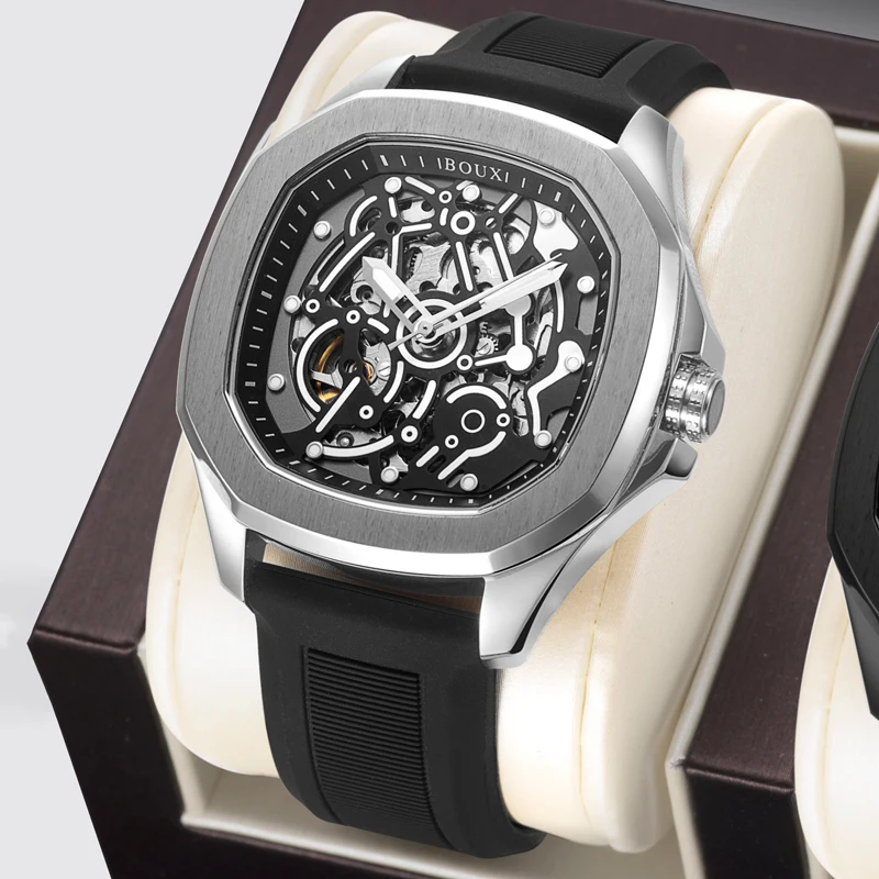 

BOUX Automatic Mechanical Movement Chronograph Wristwatch 42mm Man Watch Luminous Waterproof Hollow Nautilus Watches Male Clock
