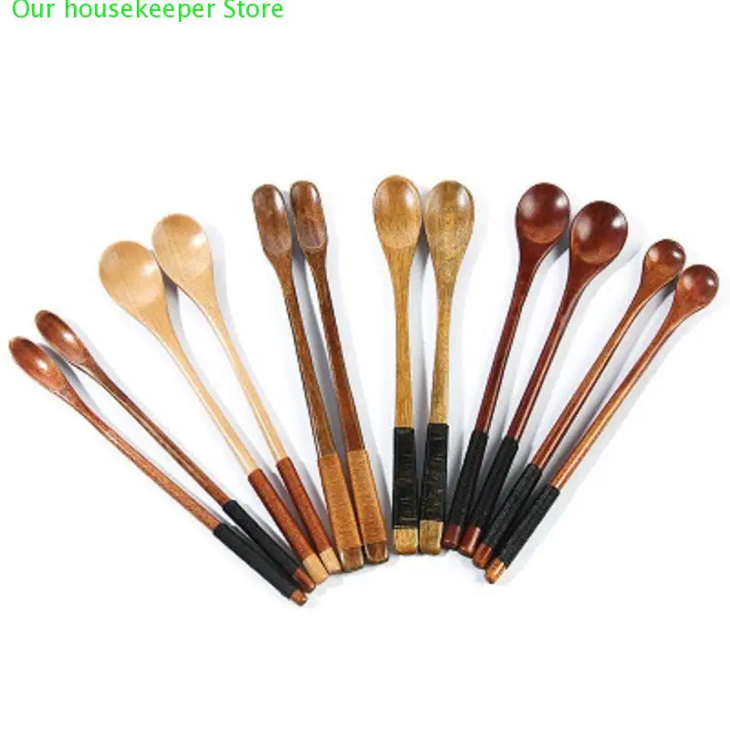 

New small wooden spoon kitchen cooking utensils long handle ice cream coffee tea spoon creative handmade wooden tableware kitche