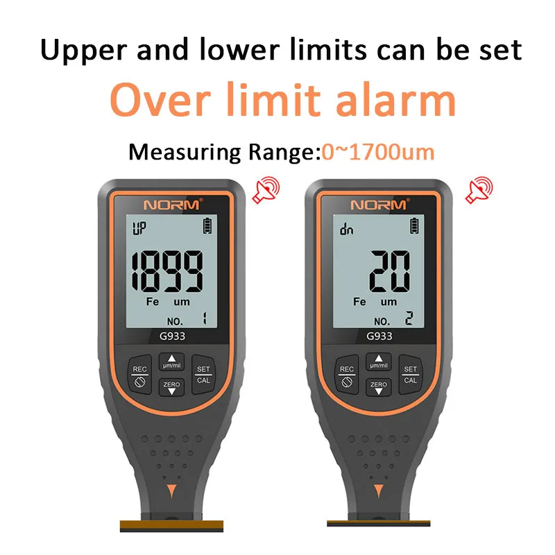 

Digital Coating Thickness Gauge FE/NFE Paint Tool Portable Car Paint Film Thickness Meter With Data Storage Backlight
