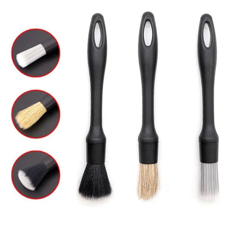 

3PCS Car Brushes Car Detailing Brush Set Long Soft Bristle For Car Cleaning Detailing Brush Dashboard Air Outlet Wheel Brush