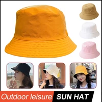 unisex cotton bucket hats pure color summer sun hat soft fisherman hat panama beach cap for outdoor beach pool sunbonnet