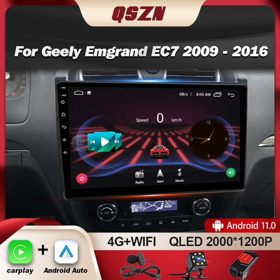 Автомобильный радиоприемник QSZN для Geely Emgrand EC7 2009-2016 навигация GPS Авторадио стерео