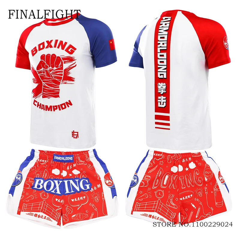 

Muay Thai T Shirt Boxing Shorts Men Women Quick Dry Polyester MMA Rashguard Free Combat Kickboxing Pants Martial Arts Sport Suit