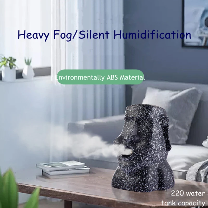 

220ml Creative Moai Humidifier Essential Oil Diffuser Air Purifier Atomizer Sprayer Cool Mist Maker Home Office Humidificador
