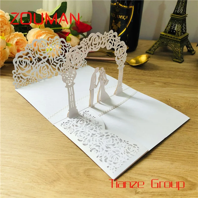 

Романтическая 3D блестящая бумага на заказ для дня рождения для женщин, упаковка из 10 цветов розы, поздравительная открытка, свадебные пригласительные открытки