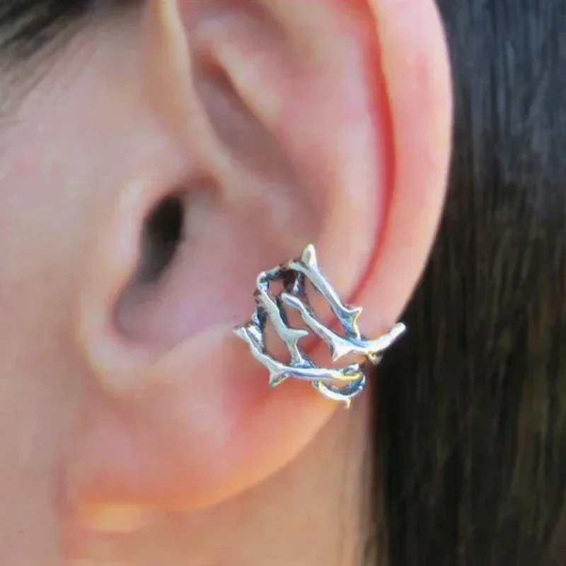 Женские серьги винтажные с колючками в виде ветки серебро/золото