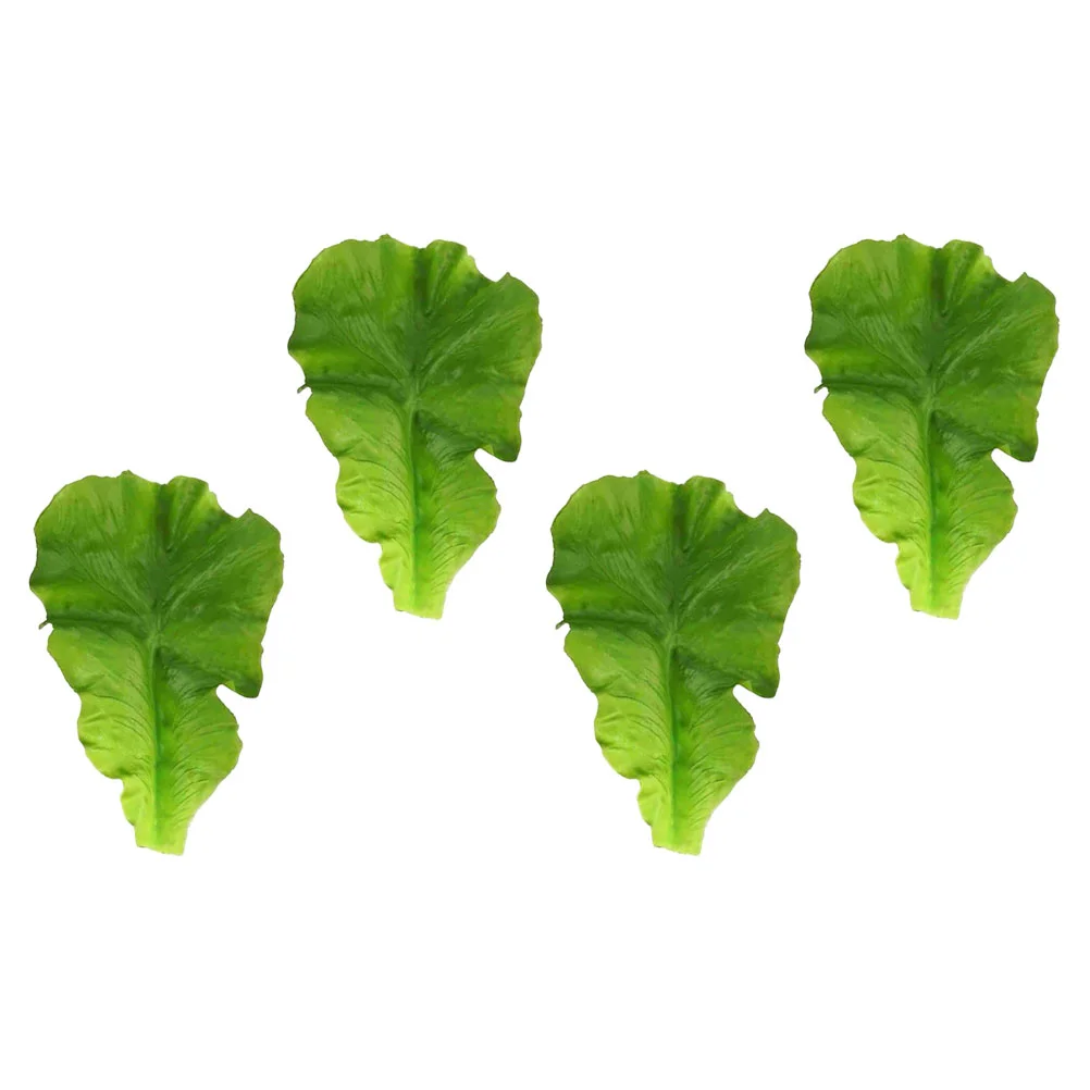 

4pcs Fake Vegetables Faux Lettuce Leaves Fake Food Props Fish Pond Scenery Lettuce Leaf Models Pretend Play Vegetables Food