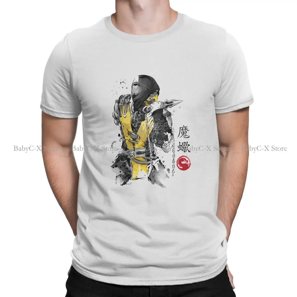 Fire Warrior Sumi-e Graphic TShirt Mortal Kombat MK Midway Game Style Tops Casual T Shirt Men Short Sleeve Polyester