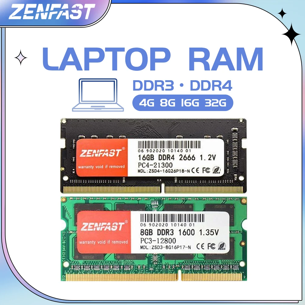 ZENFAST DDR3 DDR4 8 ГБ 4 16 ОЗУ для ноутбука 1333 1600 2133 2400 2666 МГц 204pin Sodimm память - Цена: 3430.84