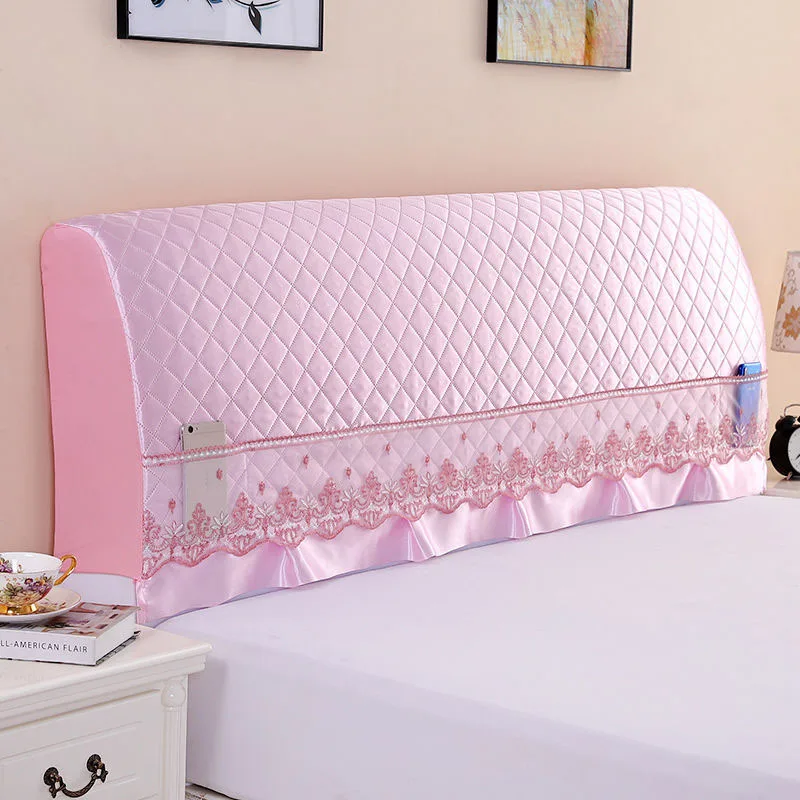 

Elegant Lace Side Home Headboards Protector Cover Solid Color Silk Bed Head Dust-proof Covers High Elasticity Bed Head Covers
