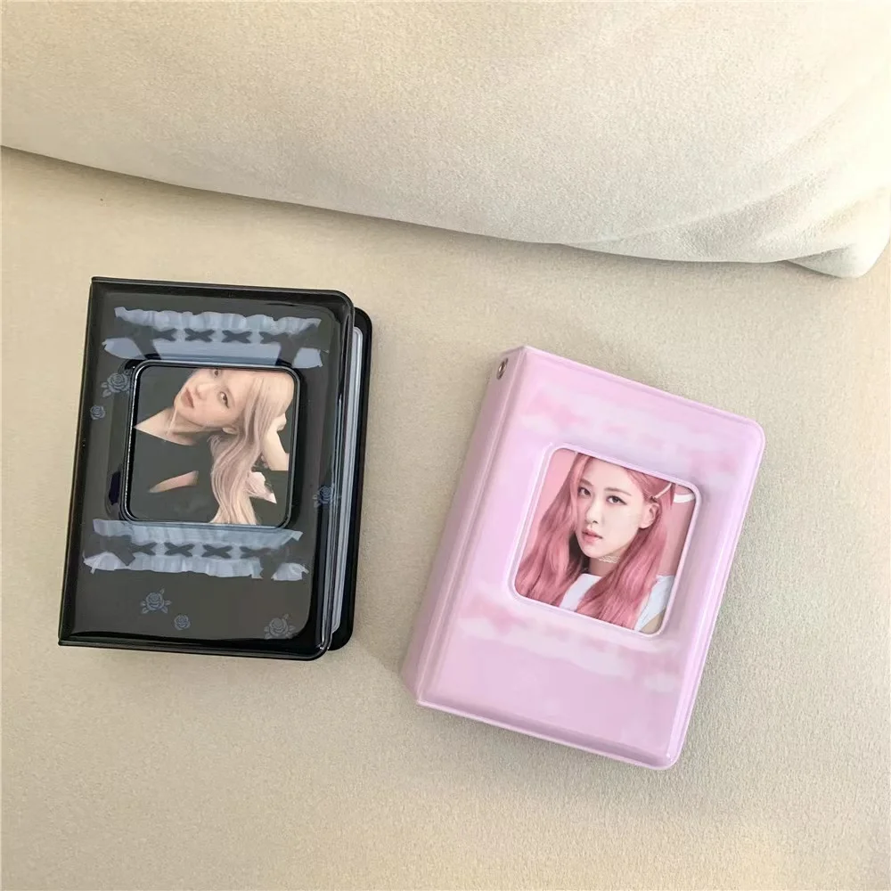 

Rose lace 3 inch mini photo album photo card Kpop Idols card storage book 40 Pockets Korean Collect Book