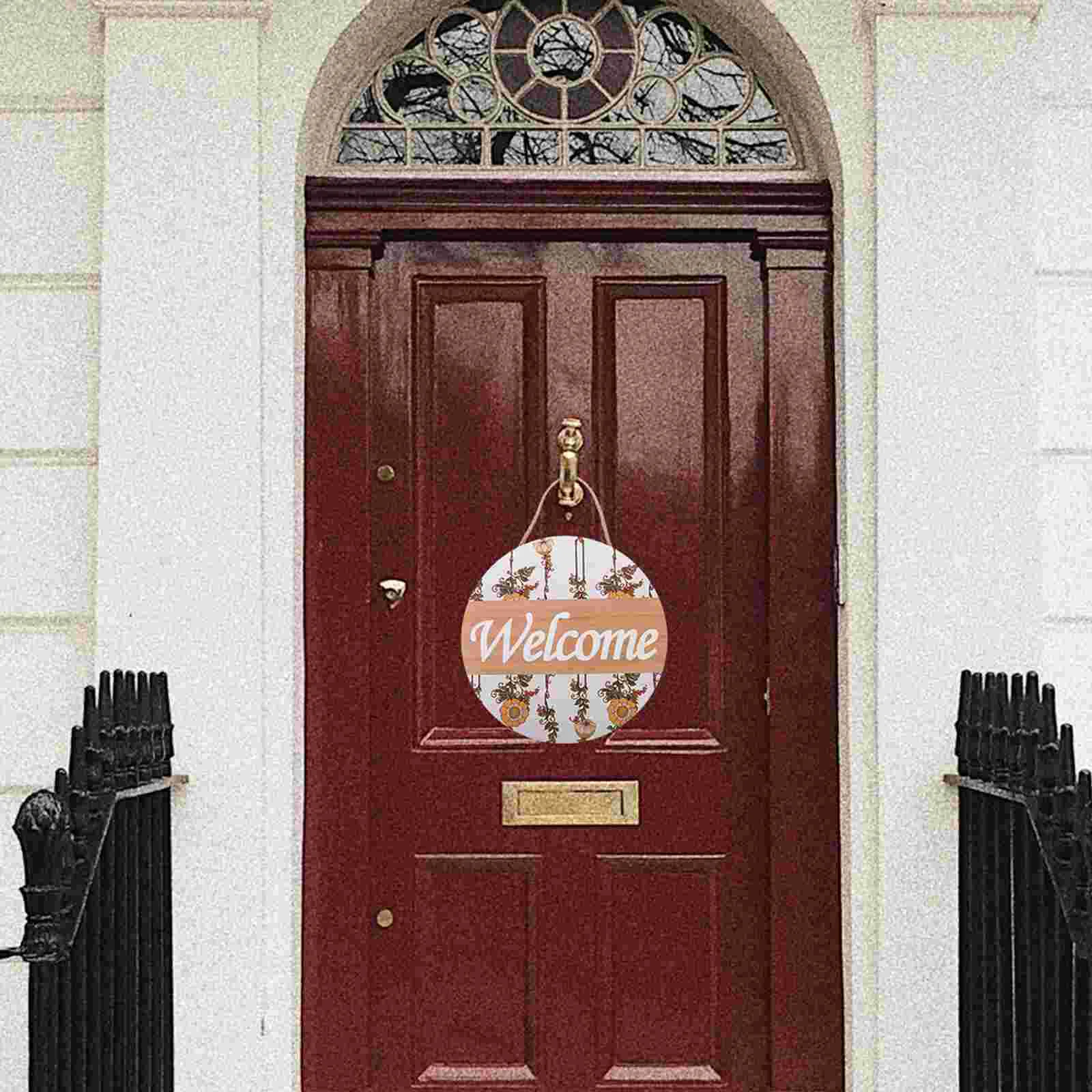 

Wood Decor Welcome Door Rustic Home Wooden Hanger Farmhouse Front Porch Sign Decorations Outdoor