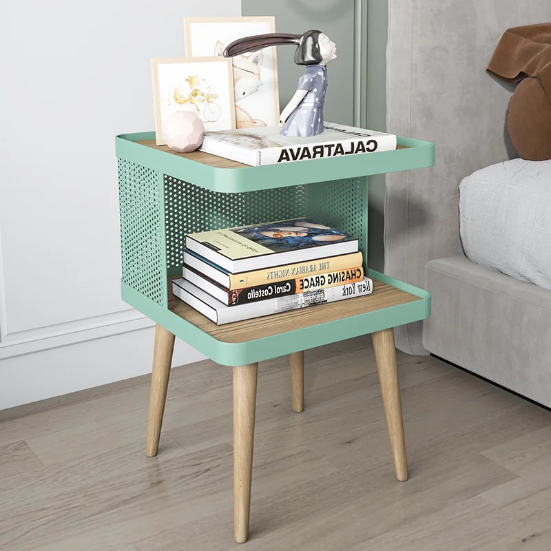 

Modern Bedside Table Double-layer Hollow-out Nightstands Stable Load-bearing Bedroom Furniture Light Luxury Storage Cabinet