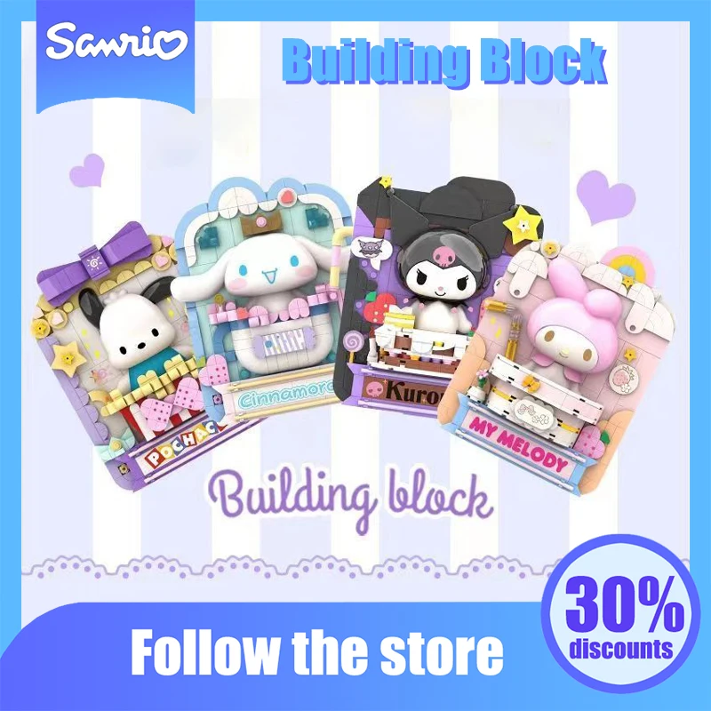 

Kawaii Sanrio Characters Engraving Building Block Cute Hello Kitty Kuromi My Melody Souptoys Kids Toys Creative Children Gifts