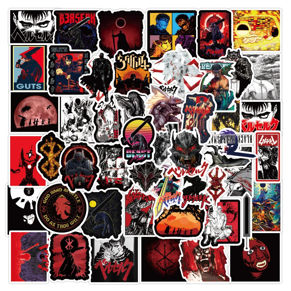 

50pcs Berserk Anime Stickers Phone Case Stationery Waterproof Cute Kawaii Stickers Laptop Sticker Sticker Aesthetic Kids Toys