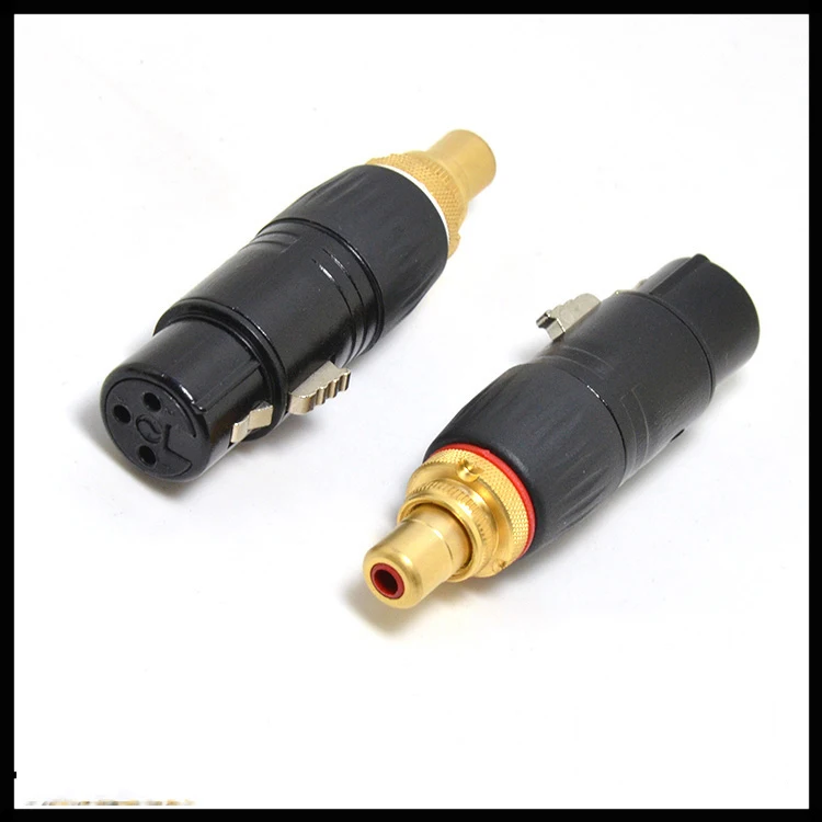 2PC NEUTRIK XLR male to RCA Female Socket Adapter plated gold RCA plug XLR to RCA Female Socket Adapter Gold Balanced Cable Plug