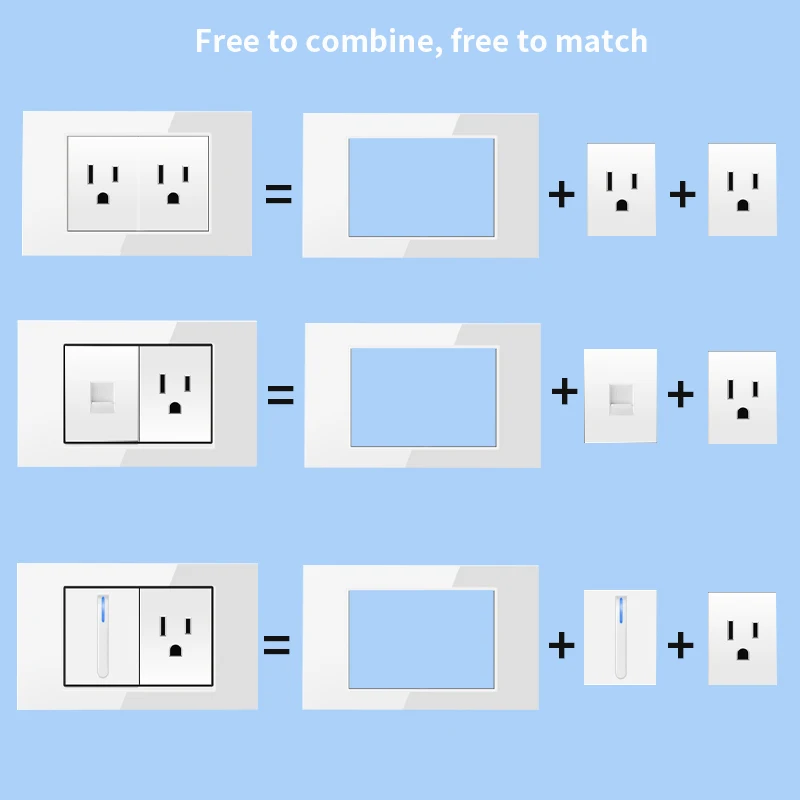 Белая настенная панель выключателя света закаленное стекло стандарт США