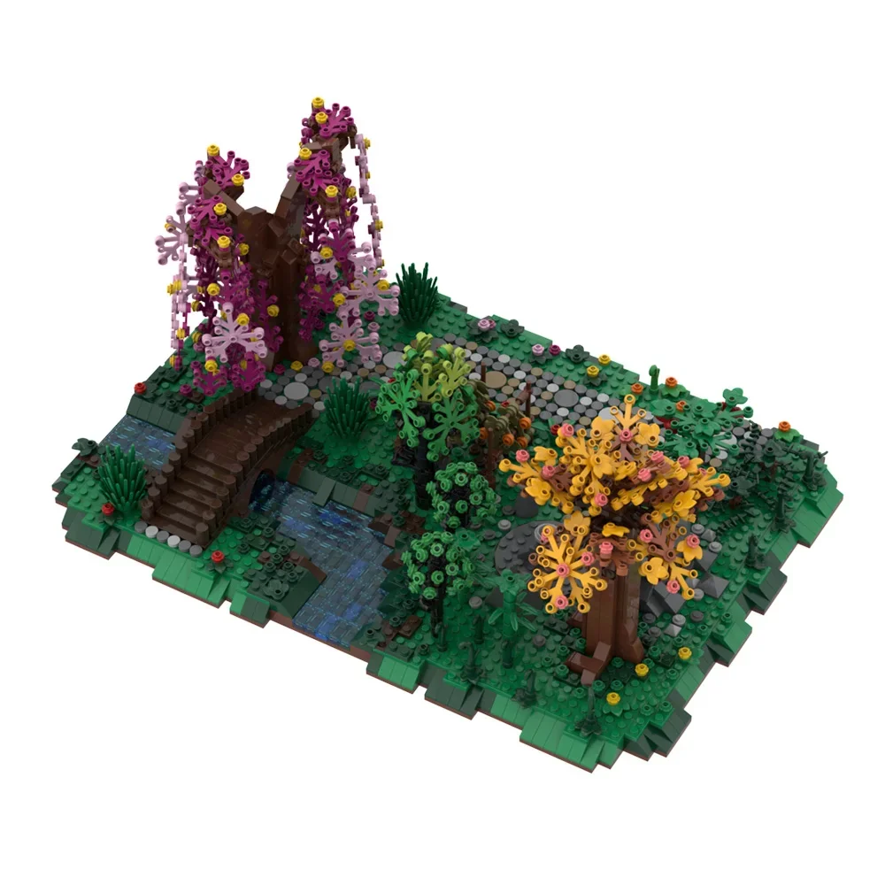 Игровая сцена MOC Druids Groves Модель Строительные блоки Monster Worlds Лесной модульный сад с