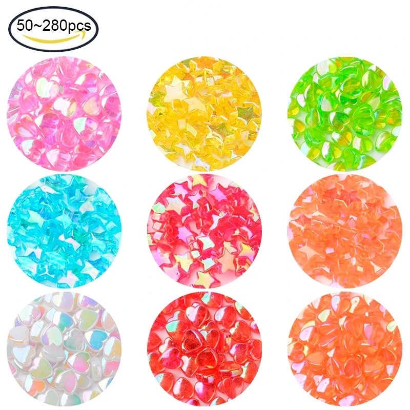 

200PCS Transparent Acrylic Beads Imitation Jade Heart Milk AB 8x3mm hole: 1mm Jewelry making DIY