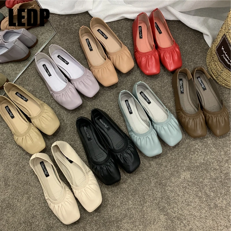 

Летние мокасины 2023, мягкие кожаные удобные женские Балетки без застежки, мюли