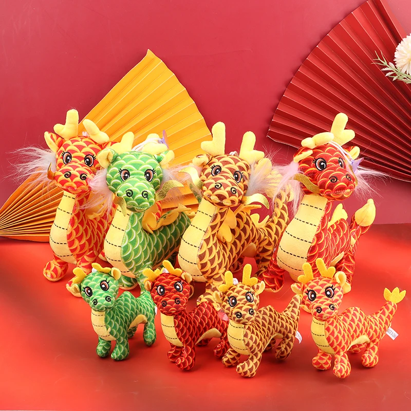 

22cm High Quality Chinese Dragon Plush Toy Soft Stuffed Animal Red/Yellow Dragon Doll Mascot Toy New Year Gift Children Present