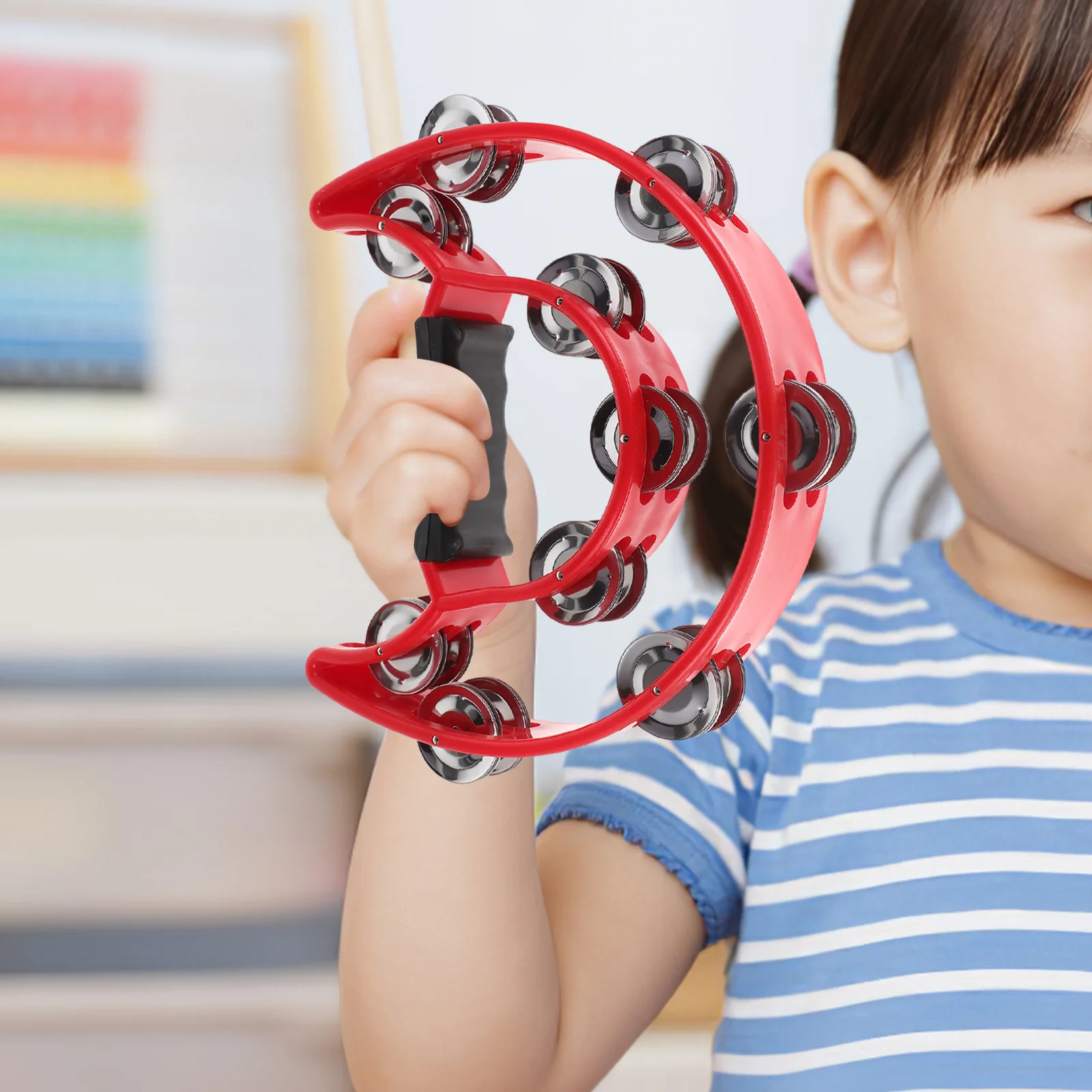 Двухрядный бубен Полумесяц Металлические музыкальные джинглы Бубен Ручной