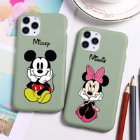 cute mickey and minnie mouse phone case for iphone 13 12 11 pro max mini xs 8 7 6 6s plus x se 2020 xr candy green cover