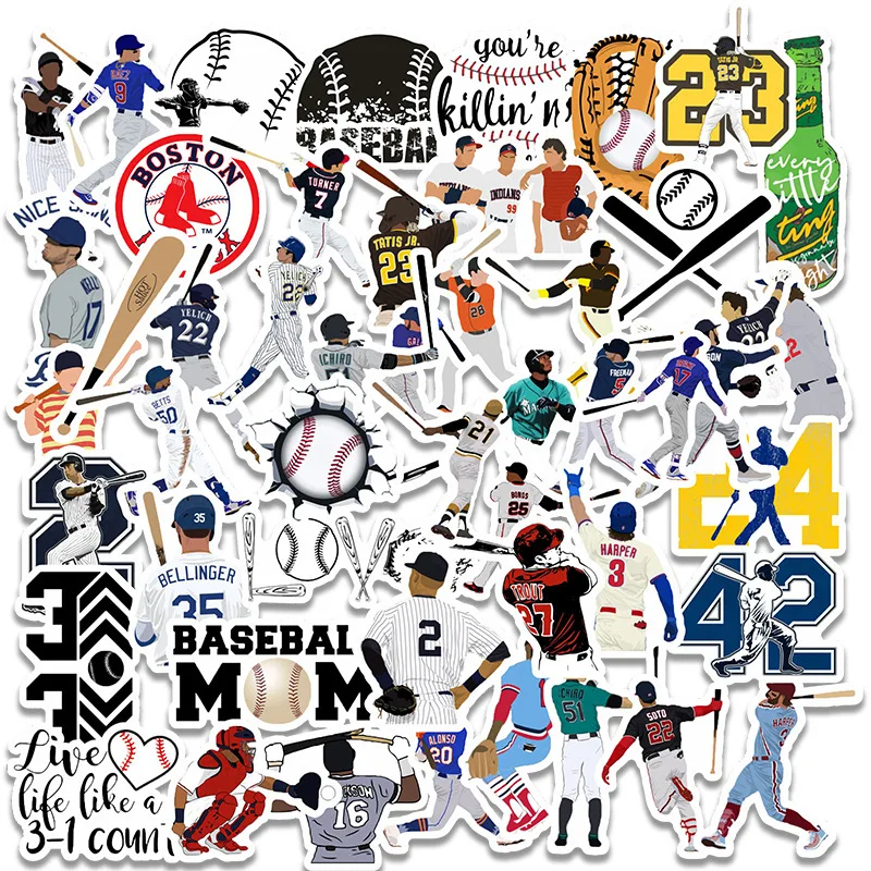 

50PCS Baseball Players League Cartoon Waterproof Sticker Luggage Phone Case Computer Helmet Decoration