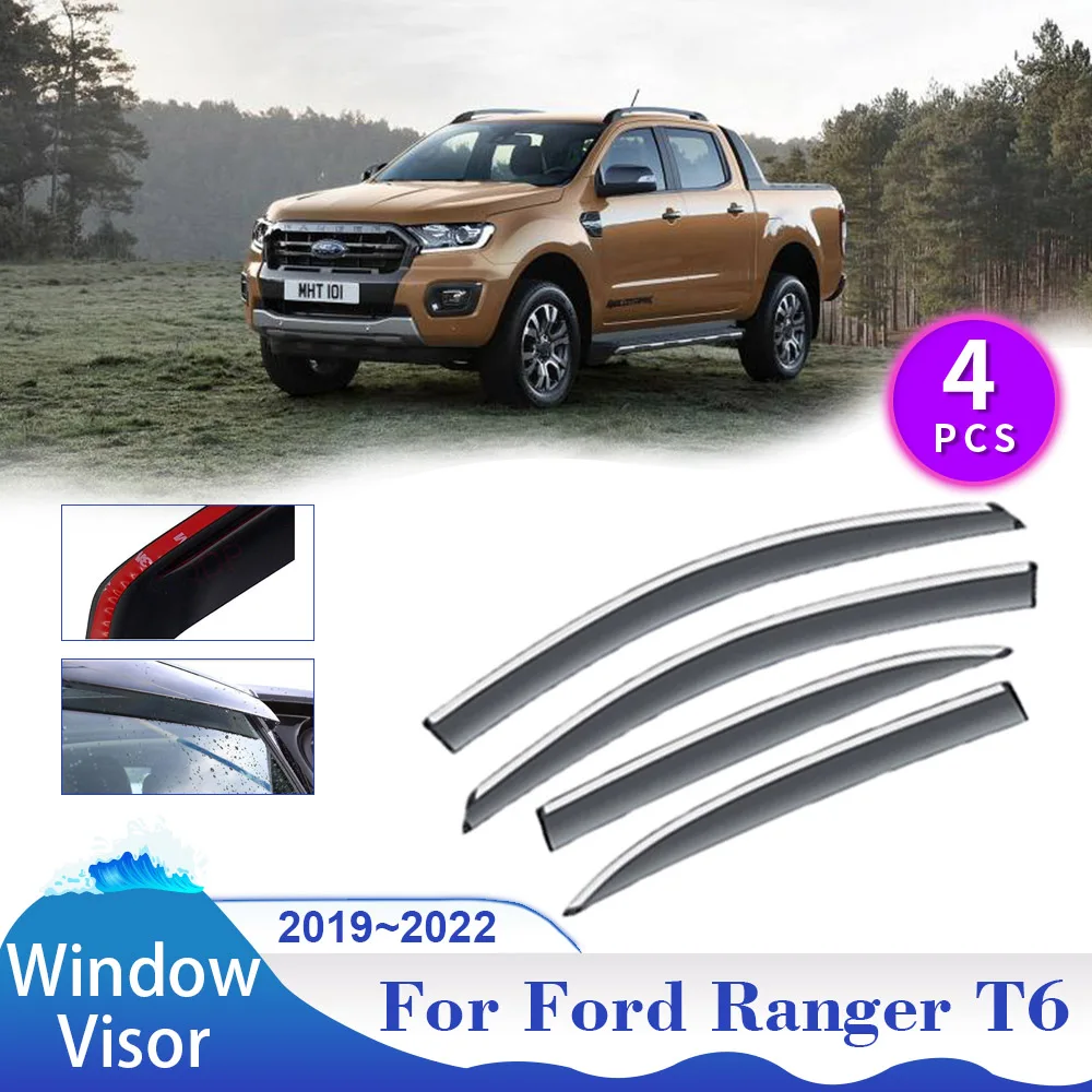 Козырёк на окно автомобиля для Ford Ranger T6 P375 PX Arquus Trigger VT4 2019 ~ 2022 2020 2021