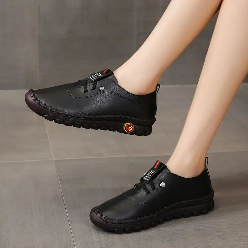 Plus Size Women's Orthopedic Shoes 100% handmade Stitch PU leather Flats Woman Casual Slip On Cushion Loafers Lady Oxford Shoes