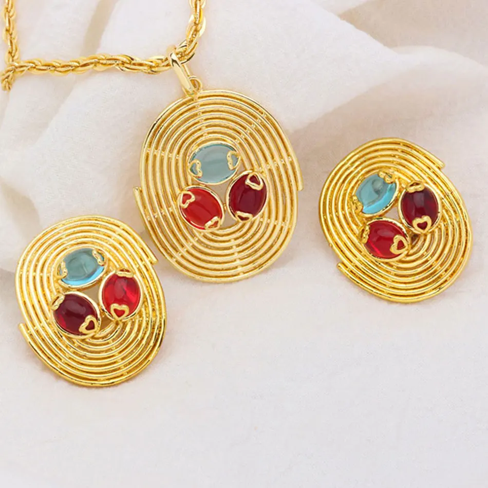

Luxury Designer Jewelry Sets Earrings Necklace for Women Dubai 18k Gold Bijoux Ensembles 14k 24k Jewellery Italian African Real