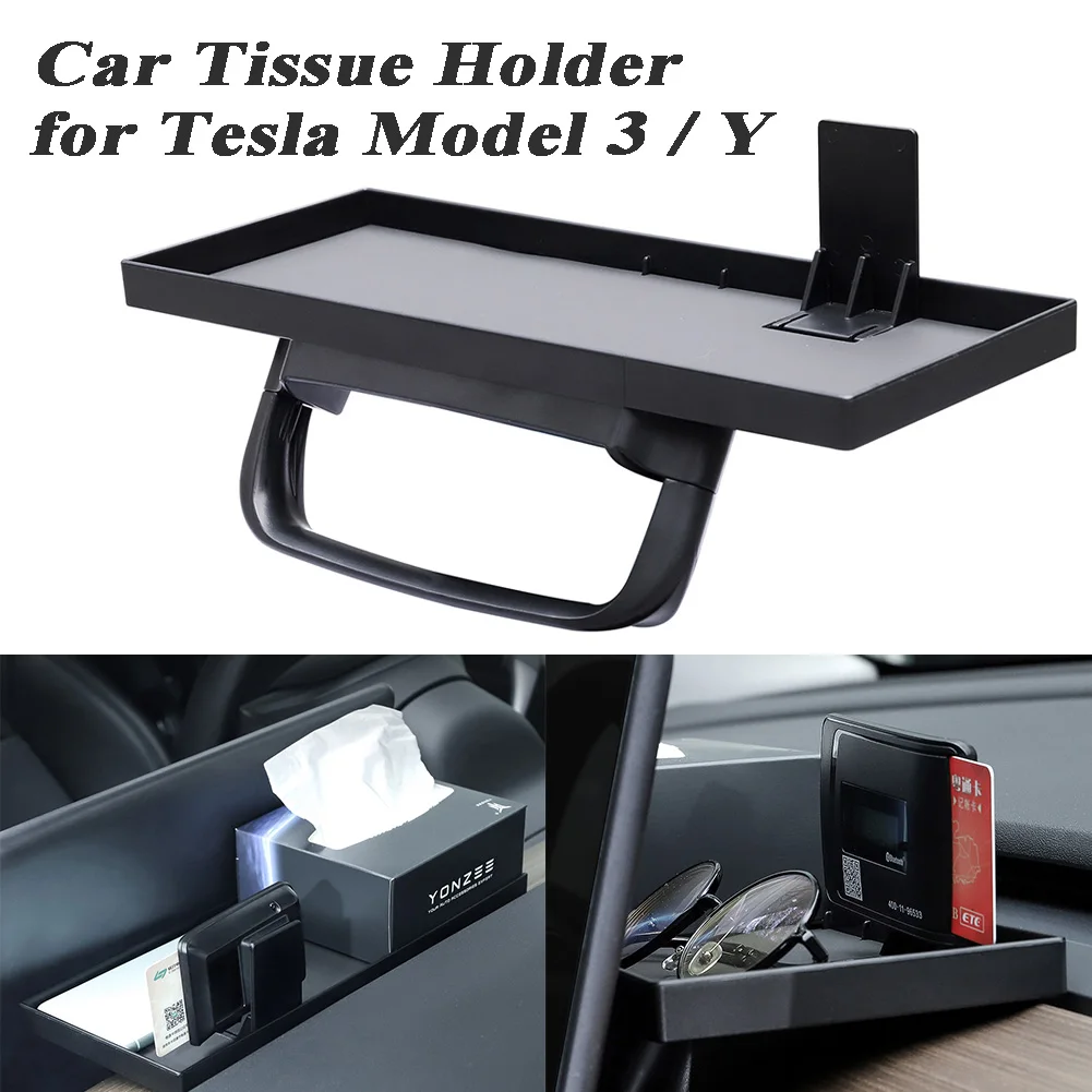 

Car Tissue Holder for Tesla model 3 Model Y Navigate Screen Hidden Tissue Box ETC/Hi-pass Bracket Holder Stand Paper Accessories