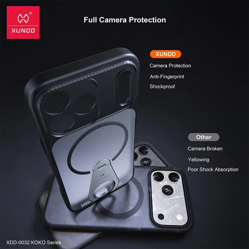 Фото Чехол Xundd для iPhone 17, серия KOKO, магнитный противоударный ПК + мягкий кольцевой держатель из ТПУ 360 °   Вращающийся чехол для iPhone 17 Pro Max (148. №3