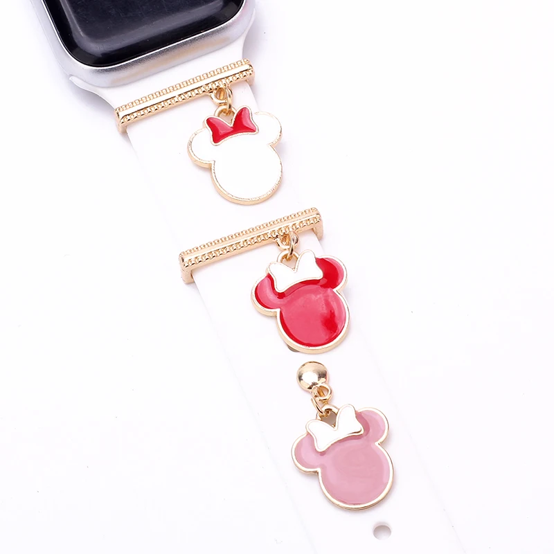 1pc Bow-Tie Strap Decoration Charms for Iwatch Silicone Bracelet Jewelry Cute  Anime Charm for Apple Watch Bands Accessories