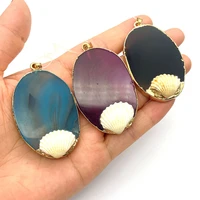 wholesale natural stone onyx necklace pendant 34x54mm onyx set shell pendant charm jewelry diy sweater chain earring accessories