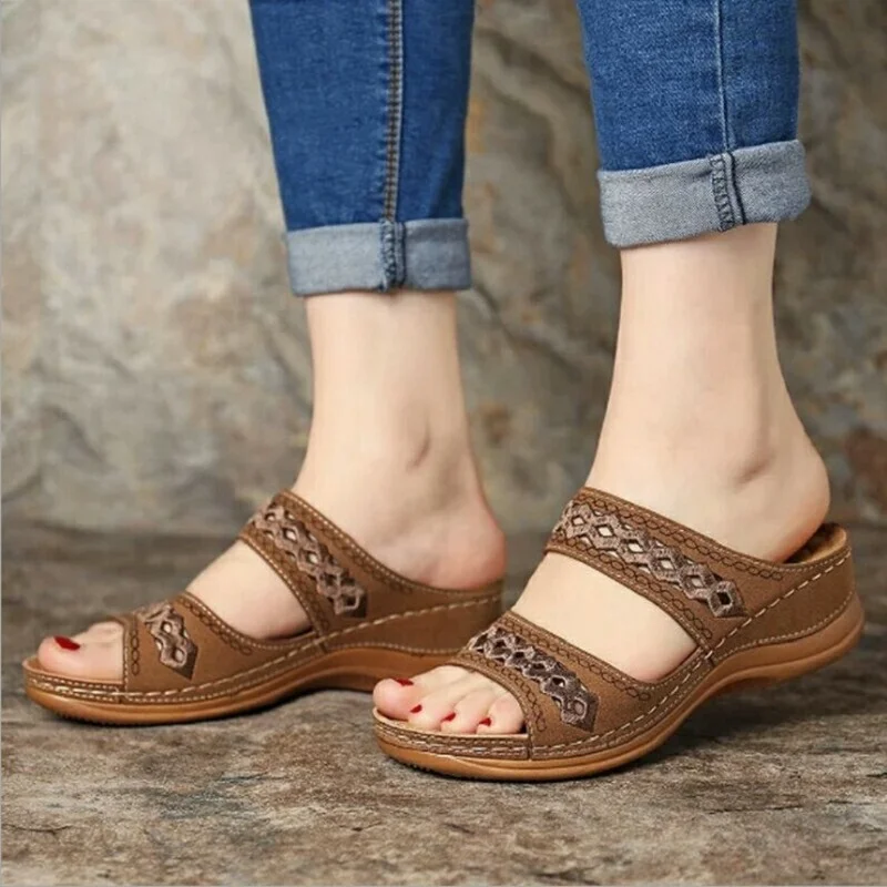 

2022 New Women Sandals Vintage Wedge Sandals Buckle Casual Sewing Women Shoes Female Ladies Platform Retro Sandalias Plus Size