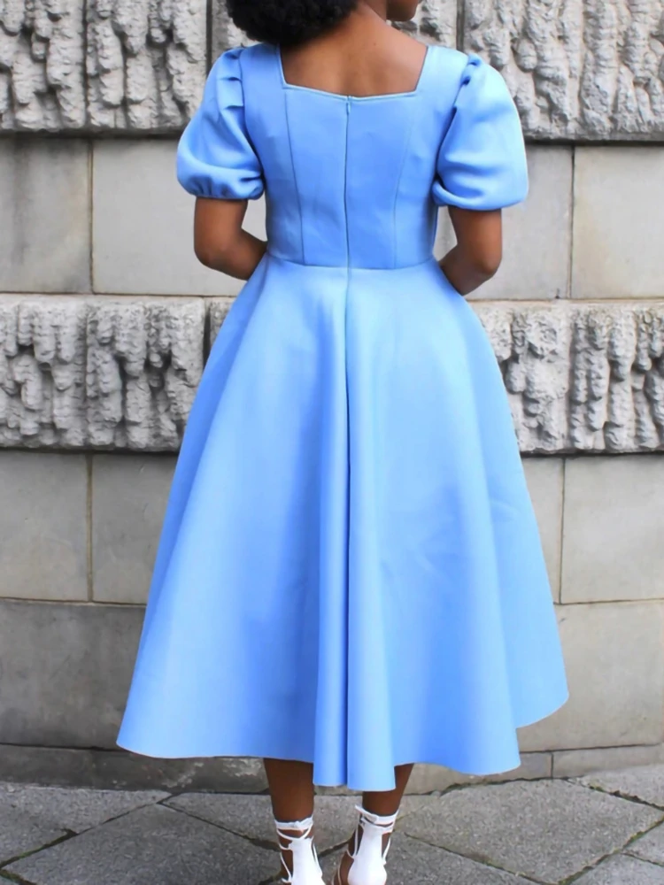 Women's dress summer new style short sleeve pleated solid color big skirt evening dress plus size dresses