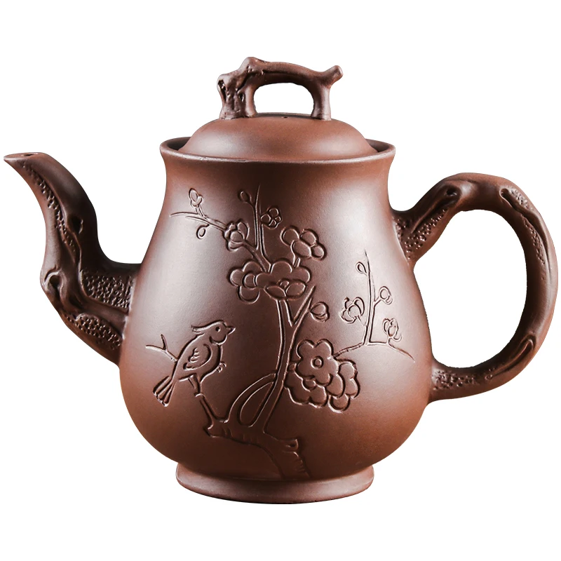 

Kungfu Tea Capacity Large Plum Set Purple Teapot Clay Pot Kettle Finch Tea Ceramic Household Cinnabar Cup Pot Yixing