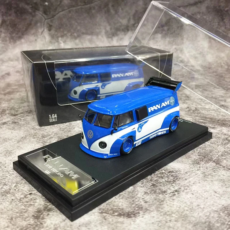 Time Micro 1:64 Model Car T1 Bus PAN AM Coating Alloy Die-cast Vehicle-Blue