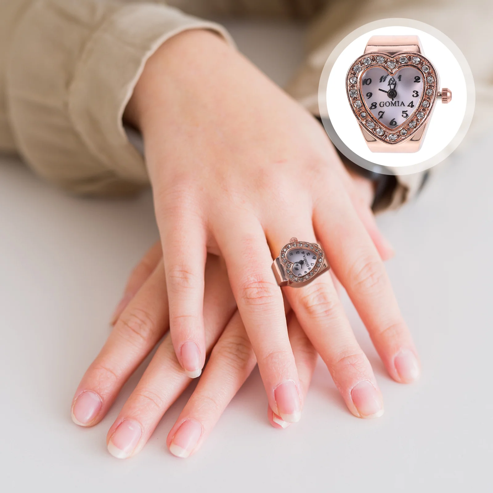 Женские часы на палец в форме сердца с кольцом женский подарок день Святого