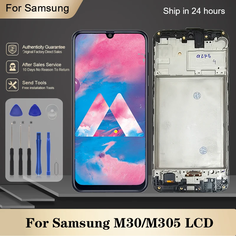 ЖК-дисплей с сенсорной панелью и дигитайзером в сборе для Samsung Galaxy M30 M305, OLED-дисплей 6,4 дюйма, M305F M305FN M305G, 1 шт.
