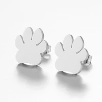 gold plated stainless steel stud earrings hollow pet cat dog paw print ear studs for party favor animal footprint stud earrings