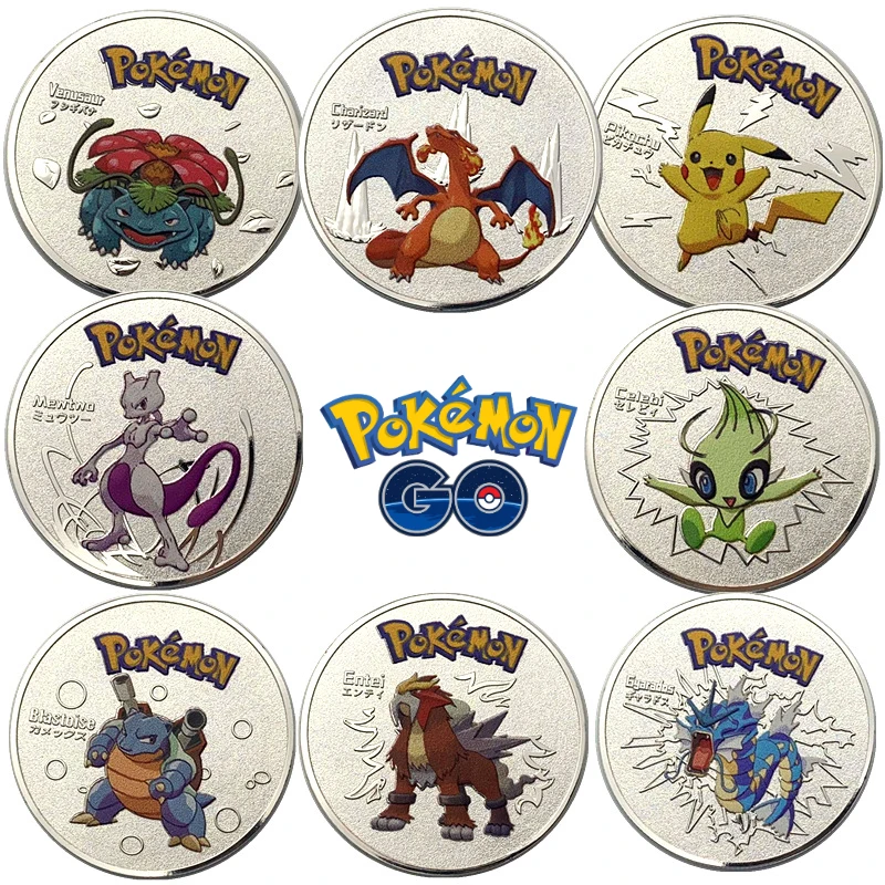 

Новинка 2021, металлические карманные монстры из аниме «Покемон», золотые монеты, держатель для карт «Покемон», маленькие металлические пода...