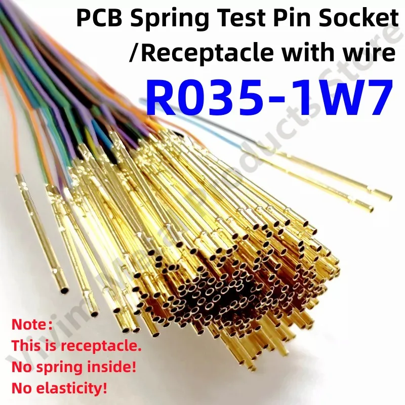 40/80/200PCS Spring Test Probe Receptacle Dia 0.45mm Length 14mm With Wire 32AWG R035-1W7 Test Needle Sleeve Socket Length 700mm