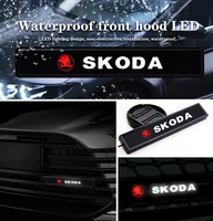 1pc car front grille light accessories led projector logo welcome lamps for skoda octavia fabia rapid yeti superb a5 a7 a2 kami