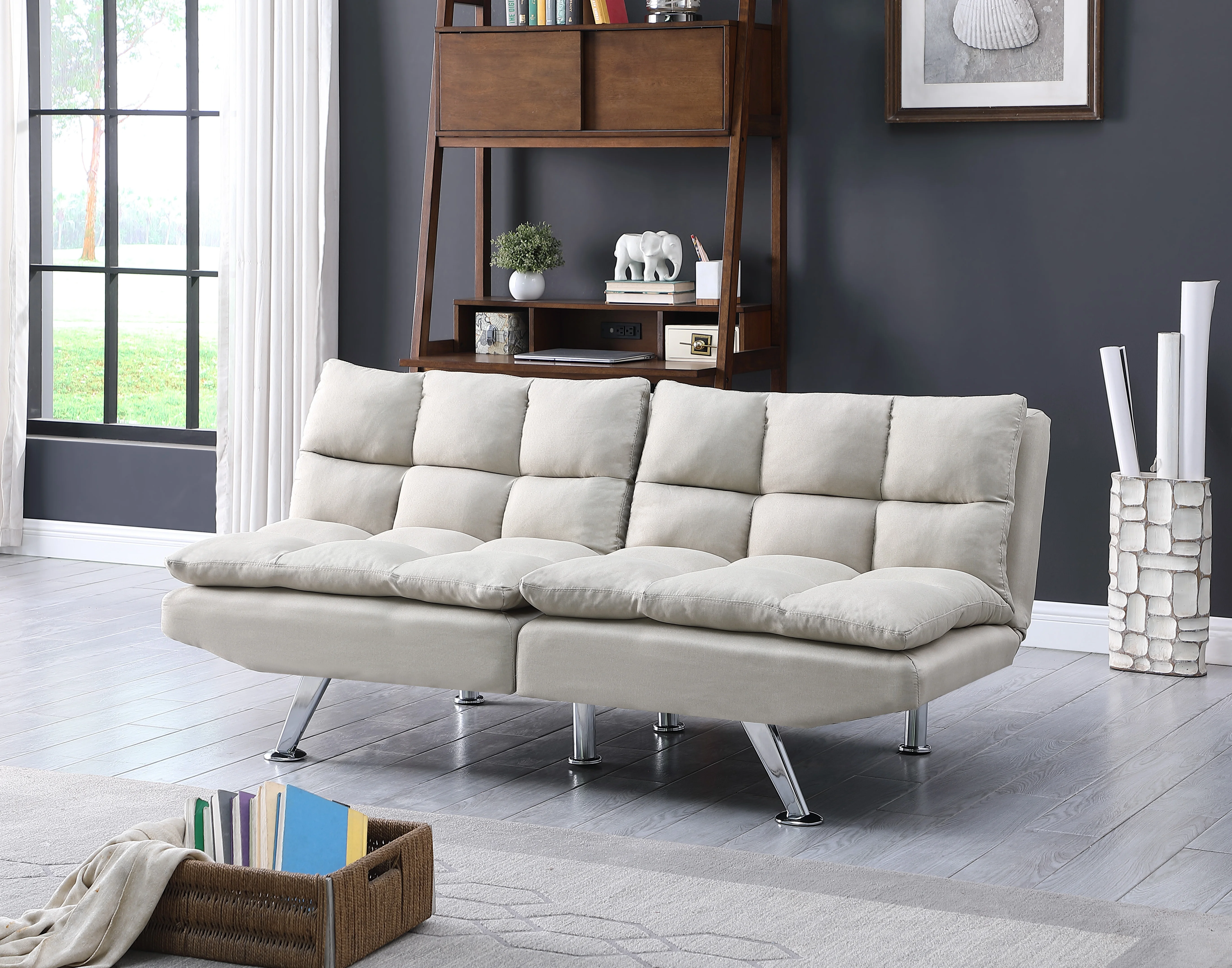 

Relax Futon Sofa Bed With Metal Chrome Legs (70"x32x33")